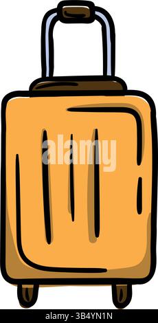 Valise jaune pour le voyage. Illustration vectorielle dessinée à la main brillante pour impression, autocollant, icône. Image isolée sur fond blanc Illustration de Vecteur