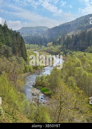 Vue le long de la vallée d'Ystwyth, Ceredigion, pays de Galles occidental. Banque D'Images