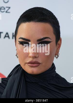 27 mars 2022, West Hollywood, Californie, États-Unis : demi Lovato à la 30e soirée annuelle de visionnement de l'Académie Elton John AIDS Foundation le dimanche 27 mars 2022 au City of West Hollywood Park à West Hollywood, Californie. DOUGLAS CUELLAR/PI (crédit image : © Prensa Internacional via ZUMA Press Wire) Banque D'Images