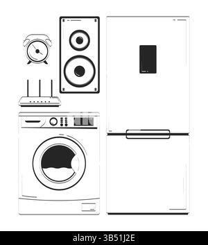 Ensemble d'objets linéaires pour appareils ménagers Illustration de Vecteur