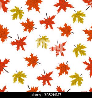 motif coloré de l'automne, feuilles d'érable sur un fond clair. Illustration de Vecteur