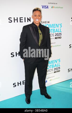 Lianne Sanderson arrive pour les Shein Women's Football Awards 2025 à l'InterContinental Park Lane, Londres. Date de la photo : jeudi 1er mai 2025. Banque D'Images