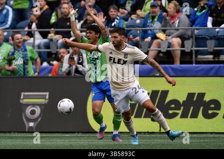 18 juin 2022 : = pendant le match de football MLS entre le LAFC et le Seattle Sounders FC au Lumen Field à Seattle, WA. Steve Faber/CSM (crédit image : © Steve Faber/CSM via ZUMA Press Wire) Banque D'Images