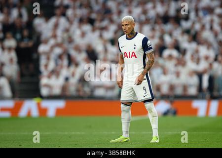 LONDRES, Royaume-Uni - 1er mai 2025 : Richarlison de Tottenham Hotspur lors de la demi-finale de la première manche de l'UEFA Europa League entre Tottenham Hotspur FC et FK Bodo/Glimt au Tottenham Hotspur Stadium (crédit : Craig Mercer/ Alamy Live News) Banque D'Images