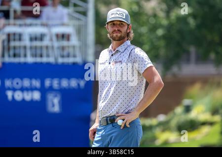 18 juin 2022 : Harrison Endycott sur le 17e trou lors de la troisième manche du Korn Ferry Tour Wichita Open au profit du tournoi de golf KU Wichita Pediatrics au Crestview Country Club à Wichita, Kansas. Gray Siegel/CSM (crédit image : © Gray Siegel/CSM via ZUMA Press Wire) Banque D'Images