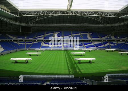 4 juillet 2022, Doha, Mexico, Qatar : 4 juillet 2022, Doha, Qatar : vue générale du stade Al Janoub, est l'un des huit sites qui accueilleront la Coupe du monde de la FIFA 2022 au Qatar. Le stade, conçu par l'architecte britannique-irakienne Zaha Hadid, est situé près de l'ancienne ville de pêcheurs de Wakrah au Qatar. Le 4 juillet 2022 à Doha, Qatar. (Crédit image : © Sidhik Keerantakath/eyepix via ZUMA Press Wire) Banque D'Images