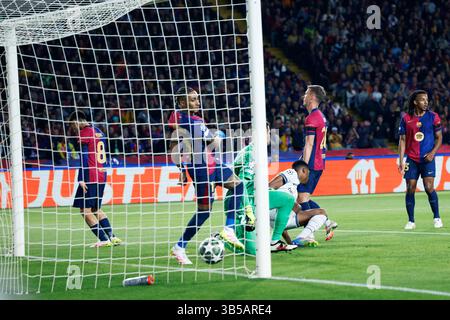 Barcelone, Espagne. Crédit : D. 30 avril 2025. Équipe Barcelone (Barcelone) Football/Football : match de la Ligue des Champions de l'UEFA entre le FC Barcelone 3-3 FC Internazionale Milano à l'Estadi Olimpic Lluis Companys à Barcelone, Espagne. Crédit : d .Nakashima/AFLO/Alamy Live News Banque D'Images