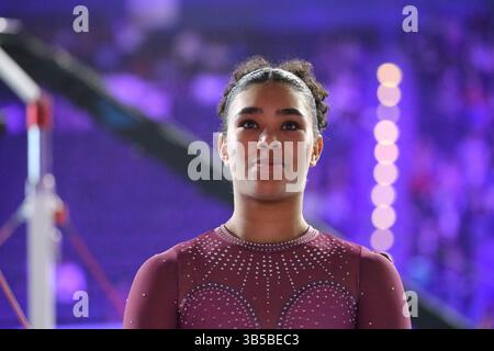 30 juillet 2022, Birminmgham, West Midlands, Angleterre : NAVEEN DARIES d'Afrique du Sud participe aux épreuves inégales lors de la finale de l'équipe féminine de gymnastique artistique et de la qualification individuelle lors des Jeux du Commonwealth de Birmingham 2022 à l'Arena Birmingham, Angleterre (crédit image : © Mickael Chavet/ZUMA Press Wire) Banque D'Images
