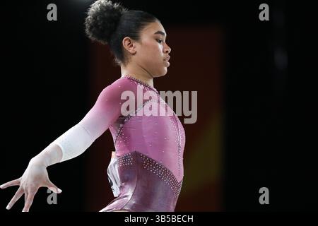 30 juillet 2022, Birminmgham, West Midlands, Angleterre : NAVEEN DARIES d'Afrique du Sud participe à la Balance Beam lors de la finale de l'équipe féminine de gymnastique artistique et de la qualification individuelle lors des Jeux du Commonwealth de Birmingham 2022 à l'Arena Birmingham, Angleterre (crédit image : © Mickael Chavet/ZUMA Press Wire) Banque D'Images