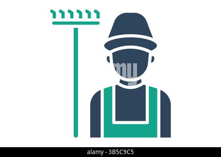 Icône agriculteur. style d'icône unie. icône associée à l'humain. illustration vectorielle des éléments agricoles Illustration de Vecteur