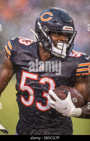 11 septembre 2022 : Chicago, Illinois, États-Unis - Chicago Bears #53 Nicholas Morrow en action pendant le match entre les 49ers de San Francisco et les Bears de Chicago au Soldier Field à Chicago, il. (Crédit image : © Mike Wulf/CSM via ZUMA Press Wire) Banque D'Images