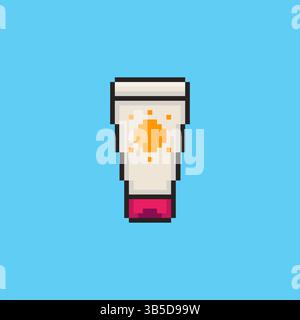Design d'actif de jeu Pixel art Sunscreen tube Illustration de Vecteur