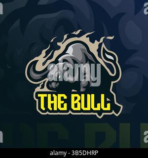 Logo Bull mascotte pour l'impression d'équipes sportives et de t-shirts. Illustration de taureau en colère. Illustration de Vecteur