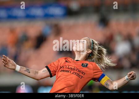 20 mars 2022, Houston, Texas, États-Unis : Rachel Daly (3), attaquante des Houston Dash, attend le ballon lors du match NWSL entre les Houston Dash et les Chicago Red Stars au PNC Stadium de Houston, Texas, le 20 mars 2022. Les Red Stars de Chicago gagnent 3-1. (Crédit image : © Lynn Pennington/ZUMA Press Wire) Banque D'Images