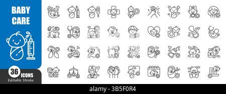 Pédiatrie. Icône contour médical . Contour modifiable . Vecteur . Illustration de Vecteur