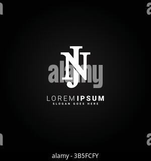 Logo créatif pour les initiales JN ou NJ en style monogramme - modèle vectoriel pour les lettres initiales J et N. Illustration de Vecteur