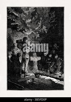 Illustration par Alphonse de Neuville représentant des funérailles sous-marines du livre 'vingt mille lieues sous les mers' de Jules Verne. Banque D'Images