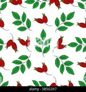 Rosehip. Motif floral sans couture. Modèle pour textile dans le style dessin à la main Illustration de Vecteur