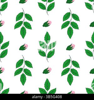 Rosehip. Motif floral sans couture pour textile ou cuisine dans le style dessiné à la main Illustration de Vecteur