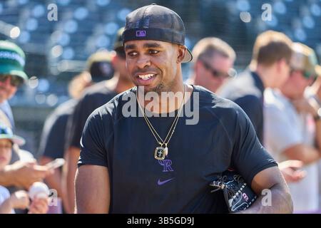 13 août 2022 : Wynton Bernard (36), joueur du Colorado, lors de l'entraînement de frappe avec les Arizona Diamondbacks et les Colorado Rockies, au Coors Field à Denver Co. David Seelig/Cal Sport Medi (crédit image : © David Seelig / Cal Sport Media/CSM via ZUMA Press Wire) Banque D'Images