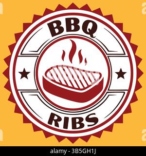 Delicious BBQ Ribs logo Design Illustration de Vecteur