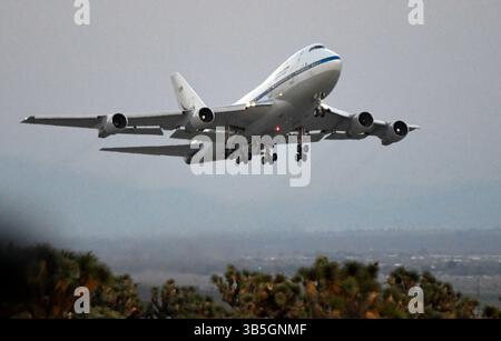 27 septembre 2022 Palmdale, Californie, États-Unis : le S.O.F.I.A. (Observatoire stratosphérique pour l'astronomie infrarouge) de la NASA décolle un jour avant sa dernière mission. NASA/SOFIA a commencé à voler en mai 2010 et se termine en septembre 2022. L'avion fera une apparition au spectacle aérien UP Coming Edwards AFB en octobre. (Crédit image : © Gene Blevins/ZUMA Press Wire) Banque D'Images