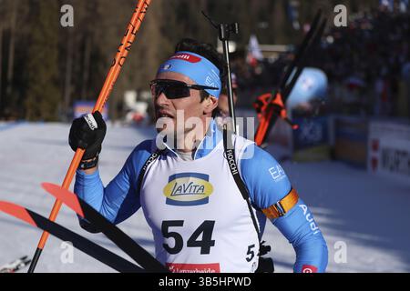Championnat du monde argent pour Tommaso Giacomel (ITA) aux Championnats du monde de biathlon IBU Lenzerheide 2025, Lenzerheide, Suisse / sui / CH Banque D'Images