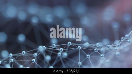 Géométrie du plexus ou arrière-plan de connexion de ligne et de point. Concept de conception de technologie Internet et de communication. rendu 3d. Banque D'Images