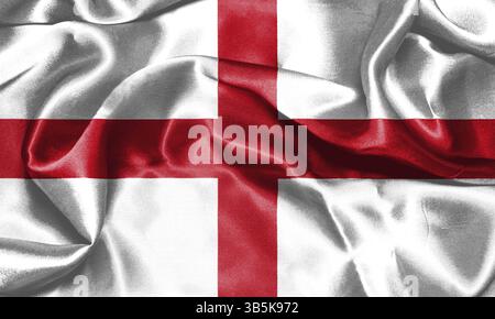 Drapeau de l'Angleterre dans le vent. St George's Cross 3D illustration Banque D'Images