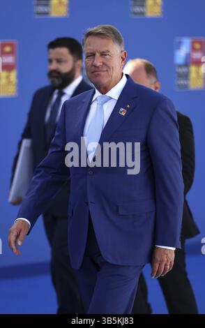 Espagne, Madrid - 30 juin 2022 : le président roumain Klaus Werner Iohannis assiste au sommet de l'OTAN à Madrid, Espagne, Europe Banque D'Images