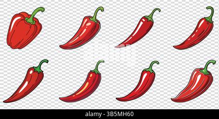 Motif sans couture de piments rouges dessiné à la main Illustration de Vecteur