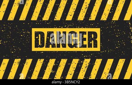 Signe de danger jaune grunge abstrait sur fond noir Illustration de Vecteur