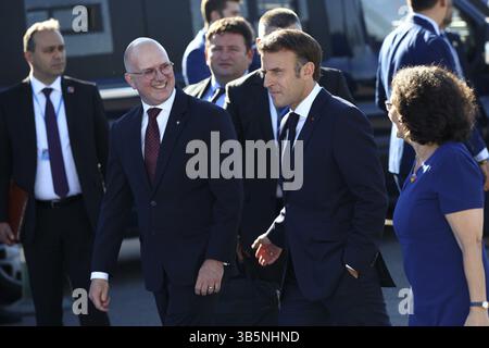 Espagne, Madrid - 29 juin 2022 : le président français Emmanuel Macron assiste au sommet de l'OTAN à Madrid, Espagne, Europe Banque D'Images