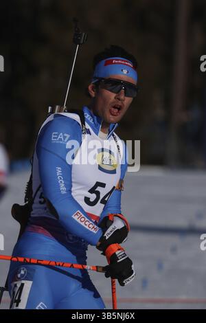 Tommaso Giacomel (ITA) aux Championnats du monde de biathlon IBU Lenzerheide 2025, Lenzerheide, Suisse / sui / CH Banque D'Images