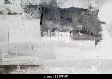Mur de béton texturé avec une couche peinte de plâtre et de peinture, fond abstrait d'architecture gris et noir Banque D'Images