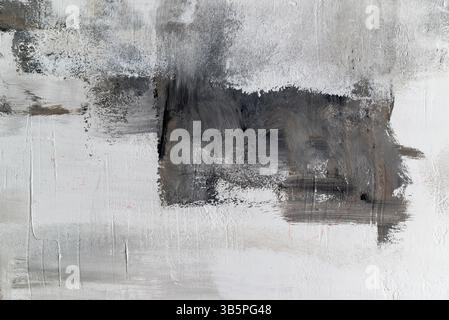 Mur de béton texturé avec une couche peinte de plâtre et de peinture, fond abstrait d'architecture gris et noir Banque D'Images