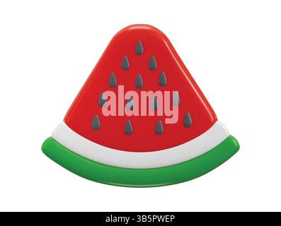 Rendu 3D de l'icône de tranche de pastèque Illustration de Vecteur