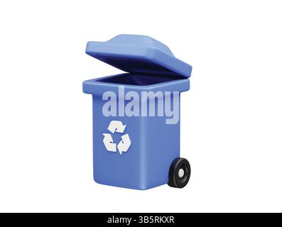 Illustration de rendu 3D de l'icône de la corbeille de recyclage. rendu de la corbeille 3d et de l'icône de recyclage Illustration de Vecteur