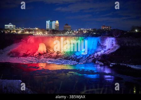 Niagara Falls Canada Ontario et New York à la frontière des États-Unis, American Falls du Canada Banque D'Images