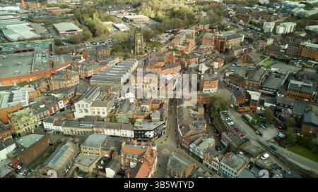 Stockport Town Centre, Underbank Area et l'église St Marys Banque D'Images