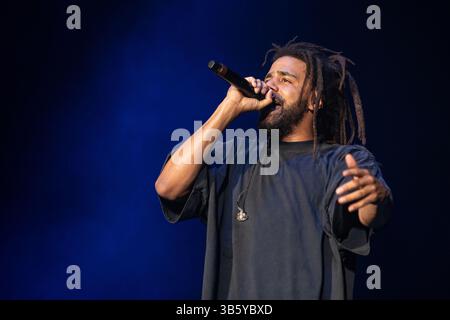 30 juillet 2022, Chicago, Illinois, États-Unis : J COLE pendant le Lollapalooza Music Festival au Grant Park à Chicago, Illinois (crédit image : © Daniel DeSlover/ZUMA Press Wire) Banque D'Images