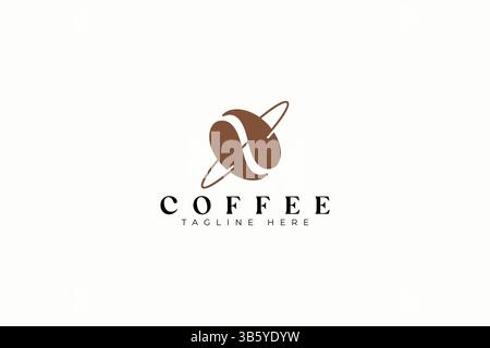 Coffee Bean Orbital Planet signe abstrait symbole identité de marque logo Illustration de Vecteur