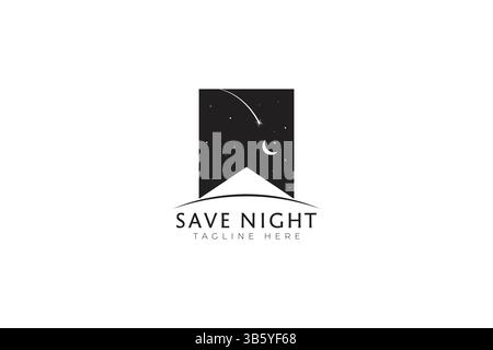 Icône d'illustration abstraite Save and Night du logo concept de créateur de contenu d'entreprise de médias sociaux App Illustration de Vecteur