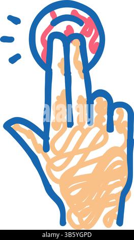 appuyez deux fois avec les doigts sur l'icône de l'écran du smartphone griffonner illustration Illustration de Vecteur