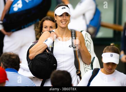 28 juin 2022, LONDRES, GRANDE-BRETAGNE : Alize Cornet de France avant le premier tour du tournoi de tennis du Grand Chelem des Championnats de Wimbledon 2022 (crédit image : © Rob Prange/AFP7 via ZUMA Press Wire) Banque D'Images