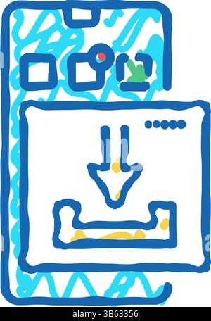 télécharger l'application de téléphone mobile ugc icône doodle illustration Illustration de Vecteur