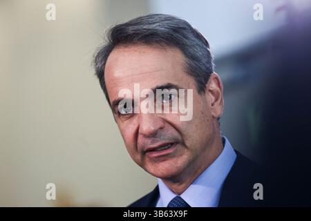 30 juin 2022, Madrid, Espagne : le premier ministre grec Kyriakos Mitsotakis est vu lors du Sommet de l'OTAN au centre des congrès IFEMA à Madrid, Espagne, le 30 juin 2022. (Crédit image : © Beata Zawrzel/ZUMA Press Wire) Banque D'Images