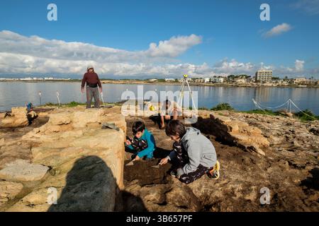 Site archéologique punique, Na Galera islet, Can Pastilla, à Palma, Majorque, îles Baléares, Espagne, Europe Banque D'Images