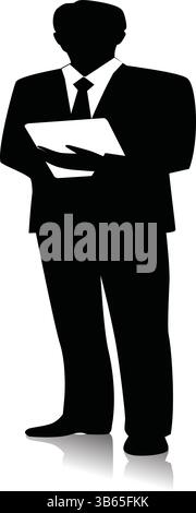 Homme d'affaires Silhouette tenant le vecteur d'icône de presse-papiers Illustration de Vecteur