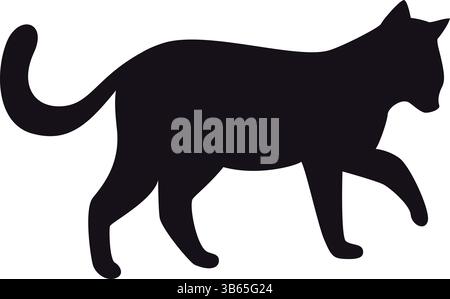 Icône Black Cat Silhouette – vecteur Walking Cat Clipart pour animaux de compagnie, animaux et thèmes d'Halloween Illustration de Vecteur